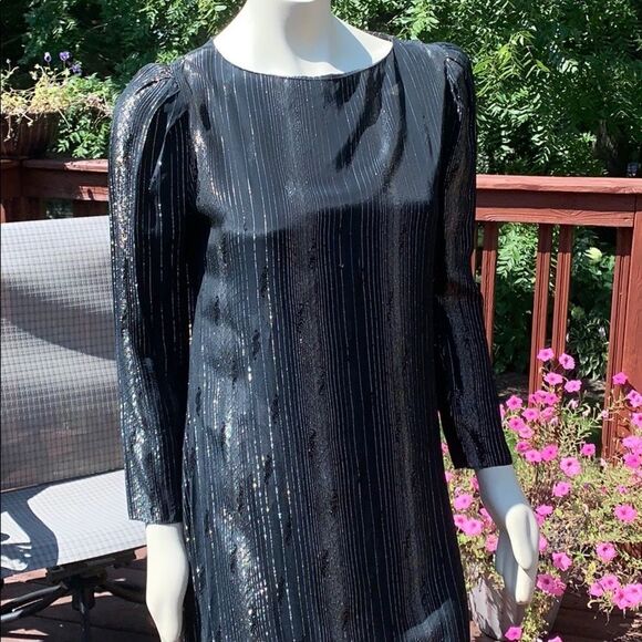 VGT long sleeve metallic gold midi dress. Size medium - Picture 2 of 16